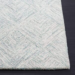 Safavieh Abstract Collection 3' x 5' Grey/Turquoise ABT428F Handmade Wool Area Rug