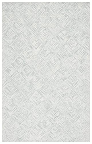 Safavieh Abstract Collection 3' x 5' Grey/Turquoise ABT428F Handmade Wool Area Rug