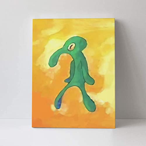 Conbriboy Bold and Brash Painting Squidward Canvas Wall Art for Living Room Office Bedroom Bathroom, Squidward Poster for Home Decor Gifts for Men 8x12 Inches