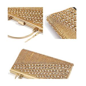 WIGUYUN Womens Elegant Evening Handbag Rhinestone Fringed Clutch Purse Handle Formal Wedding Bag,Gold