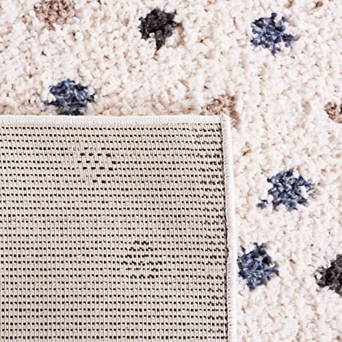 Safavieh Calico Shag Collection 9' x 12' Ivory/Taupe CLC102A Polka Dot Non-Shedding 1.6-inch Thick Area Rug