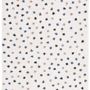 Safavieh Calico Shag Collection 9' x 12' Ivory/Taupe CLC102A Polka Dot Non-Shedding 1.6-inch Thick Area Rug