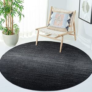 safavieh adirondack collection 8′ x 8′ round black/grey adr183f modern non-shedding area rug