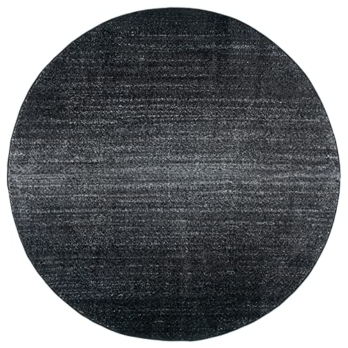 Safavieh Adirondack Collection 8' x 8' Round Black/Grey ADR183F Modern Non-Shedding Area Rug