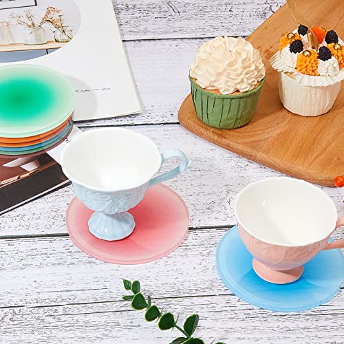 8 Pieces Colorful Acrylic Coaster 3.9 Inches Cute Coasters Round Heat Resistant Holder Anti Slip Table Coasters Aesthetic Coasters for Coffee Table Home Decor Gift