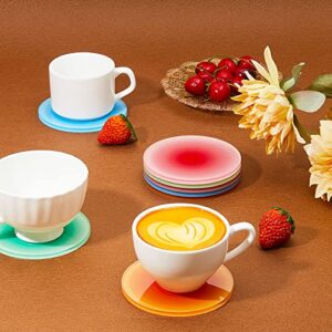 8 Pieces Colorful Acrylic Coaster 3.9 Inches Cute Coasters Round Heat Resistant Holder Anti Slip Table Coasters Aesthetic Coasters for Coffee Table Home Decor Gift