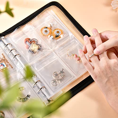 Transparent Jewelry Storage Book Album with Pockets, Portable Travel Jewelry Organizer Storage Book Zipper Bag for Rings, Necklace, Bracelets, Earrings Holder (80 Grids + 80 Anti-Oxidation PVC Bags)