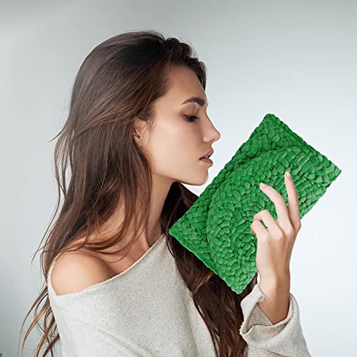 Seamido Straw Clutch Purses for Women Corn Straw Woven Bags Beach Handbags(Green)