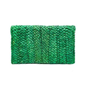 Seamido Straw Clutch Purses for Women Corn Straw Woven Bags Beach Handbags(Green)