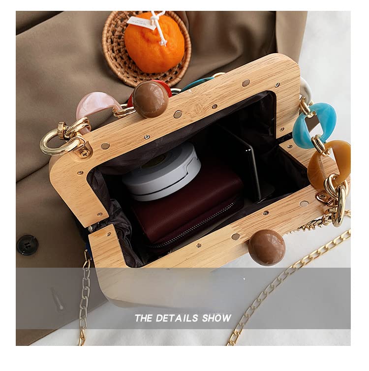 2022 Women's Plush Shoulder Bag Fashion Fluffy Cross-body Bag Soft Date Bag Chain Tote, Y2K Tote Bag Wooden Clip Bag (Colored)