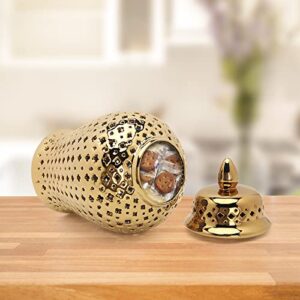 Garende Ceramic Ginger Jar, Ceramic Hollow Out Porcelain Storage Jar Temple Jar Flower Holder Vase Countertop Collection Home Decoration