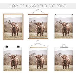 VICBOU Highland Cow Wall Art Highland Cow Decor Farmhouse Wall Decor Farm Animal Cow Print Stuff Rustic Wheat Field Landscape Print Painting for Home Kitchen Bathroom Living Room, 6Pcs, 8x10 Unframed