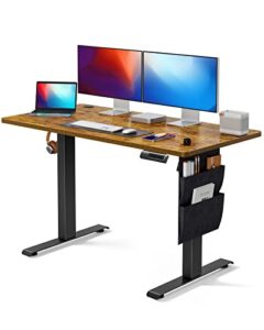 marsail standing desk adjustable height, electric standing desk with storage bag, stand up desk for home office computer desk memory preset with headphone hook, 48 * 24 inch, rustic