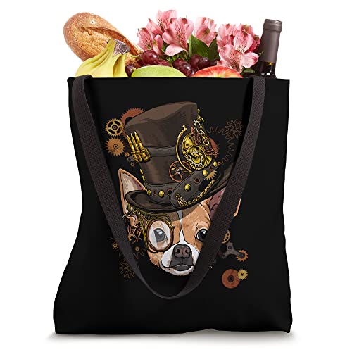 Steampunk Gothic Chihuahua Dog Face Pet Puppy Dog Lover Tote Bag