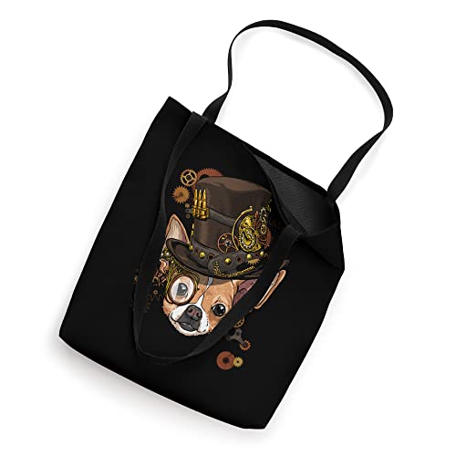 Steampunk Gothic Chihuahua Dog Face Pet Puppy Dog Lover Tote Bag