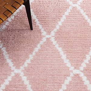 Safavieh Augustine Collection 8' x 10' Pink/Ivory AGT829U Moroccan Boho Trellis Fringe Area Rug