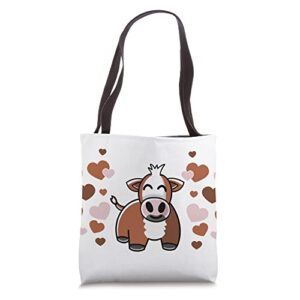 Cute Hereford Cow With Hearts for Hereford Cow Lovers Tote Bag