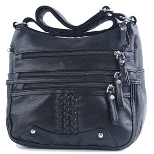 elda 10 pockets crossbody purse for women medium pocketbooks ladies soft pu leather shoulder bag ladies top handle satchel