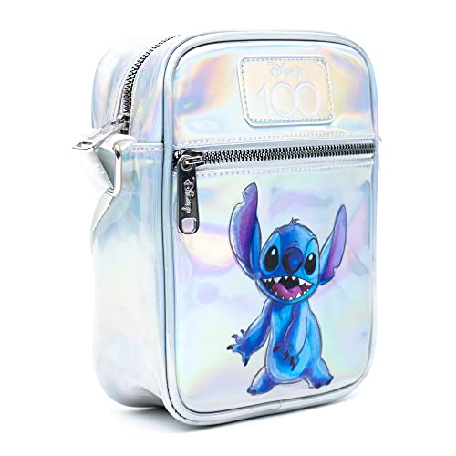 Disney Bag and Wallet Combo, Disney 100 Lilo and Stitch Stitch Pose Iridescent Holographic, Oil Slick Vegan Leather