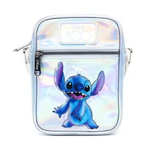 Disney Bag and Wallet Combo, Disney 100 Lilo and Stitch Stitch Pose Iridescent Holographic, Oil Slick Vegan Leather