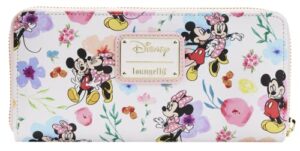 loungefly disney mickey minnie mouse wallet zip clutch aop floral