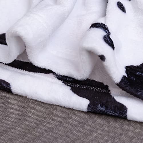 chifave Cow Print Blanket Fleece Black and White Cow Throw Blanket for Kids Adults Soft and Worm Blanket for Bed, Couch, Sofa All Season (Cow Print 50"x60")