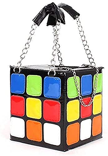 Women's Cute cube Shape Handbag Magic Shoulder Bag Clutch Bag, Colorful Purse (15cmX15cmX15cm)