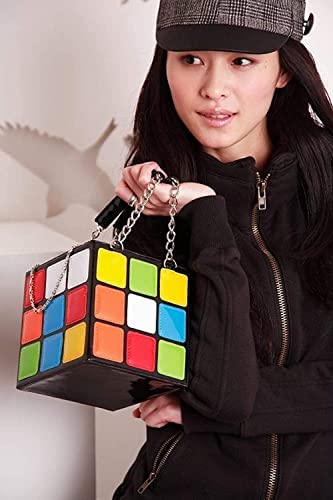 Women's Cute cube Shape Handbag Magic Shoulder Bag Clutch Bag, Colorful Purse (15cmX15cmX15cm)