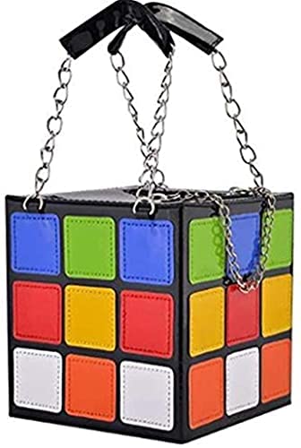 Women's Cute cube Shape Handbag Magic Shoulder Bag Clutch Bag, Colorful Purse (15cmX15cmX15cm)