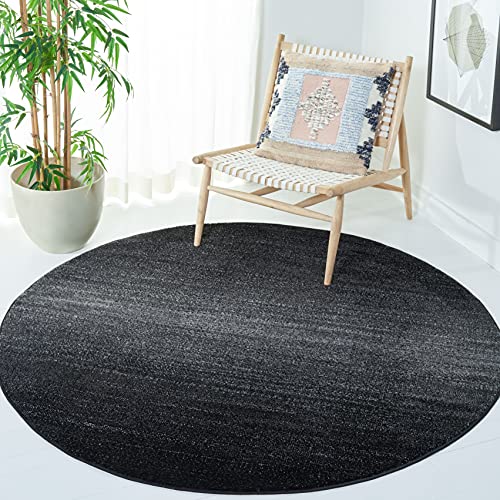 Safavieh Adirondack Collection 4' x 4' Round Black/Grey ADR183F Modern Non-Shedding Area Rug