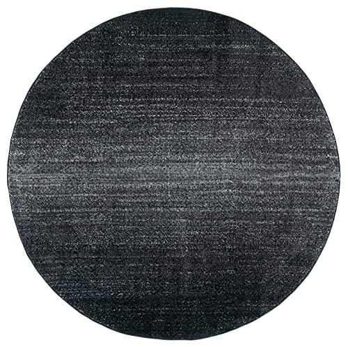 Safavieh Adirondack Collection 4' x 4' Round Black/Grey ADR183F Modern Non-Shedding Area Rug