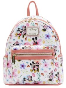 loungefly disney mickey minnie mouse mini backpack handbag aop floral