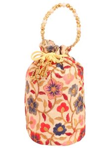 indtresor beaded handcrafted embroidered evening purse drawstring handbag vintage party wedding gift for women. multicolor