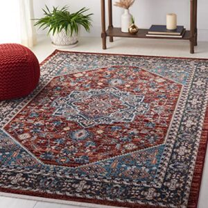 safavieh bayside collection machine washable 8′ x 10′ red/blue bay110q traditional oriental living room dining bedroom area rug