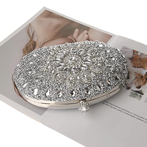 COAIMANEY Womens Sparkly Rhinestone Glitter Clutch Purse Evening Handbag Shoulder Bag for Wedding Party Prom