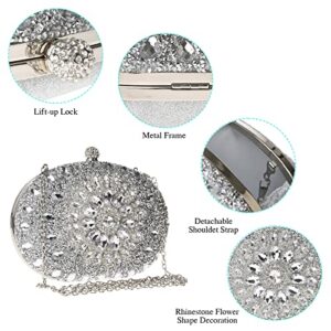 COAIMANEY Womens Sparkly Rhinestone Glitter Clutch Purse Evening Handbag Shoulder Bag for Wedding Party Prom