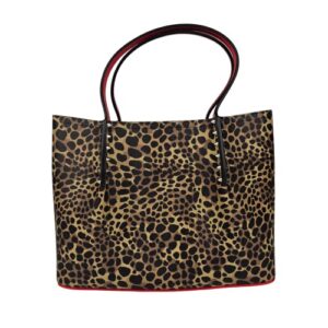 christian louboutin cabarock small leopard print leather tote bag