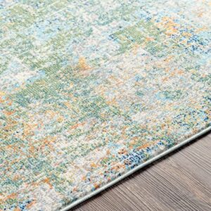 Mark&Day Area Rugs, 7x9 Bakhuizen Modern Dark Green Indoor/Outdoor Area Rug, Green Blue White Carpet for Living Room, Bedroom or Kitchen (6'11" x 9')