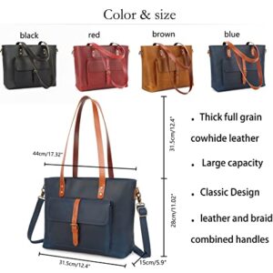 Top Handle Crossbody Purse Genuine Leather Shoulder Bag Work Totes for Women Purse Handbag with Back Zipper Pocket Large F031 (FB031)…