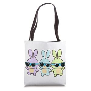 cute easter bunnies dancing easter day 2023 boys girls men tote bag