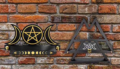 Pracaniz Crystal Shelf & Pracaniz Moon Shelf,Moon Phases Wall Art - Hanging Decor,Witchy Decor,Gothic Decor