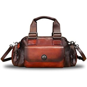 genuine leather handbag for women satchel top handle bags handmade vintage crossbody handbags purses (red)