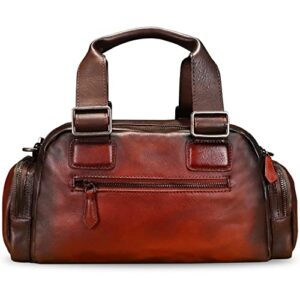 Genuine Leather Handbag for Women Satchel Top Handle Bags Handmade Vintage Crossbody Handbags Purses (Red)