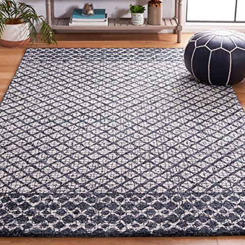 Safavieh Abstract Collection 3' x 5' Ivory/Navy ABT203N Handmade Wool Area Rug