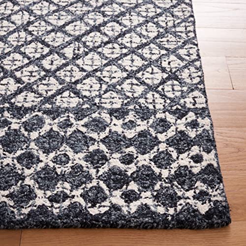 Safavieh Abstract Collection 3' x 5' Ivory/Navy ABT203N Handmade Wool Area Rug