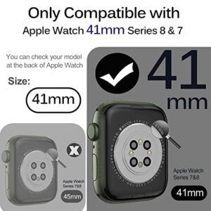 Miimall Compatible Apple Watch Series 8 41mm Case with Screen Protector Anti-Scratch Shockproof Hard PC and Tempered Glass Film Bumper Case for Apple Watch 41mm Series 7 & 8 (Silver)