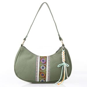 women’s hobo handbag, mini cloth shoulder bag tote handbag with tassel