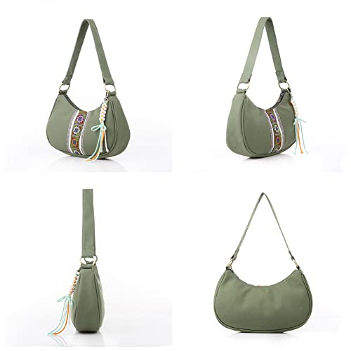 Women's Hobo Handbag, Mini Cloth Shoulder Bag Tote Handbag with Tassel