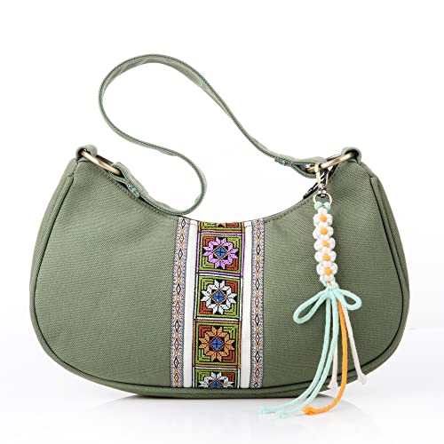 Women's Hobo Handbag, Mini Cloth Shoulder Bag Tote Handbag with Tassel