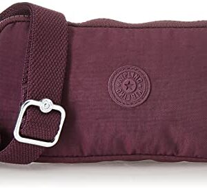 Kipling Womens Women's Emilia Wristlet, Organisational Compartments, Adjustable Strap, Zip Closure, Nylon Crossbody Bag, Dark Plum Tonal, 7.5 L x 4.125 H 1.5 D US